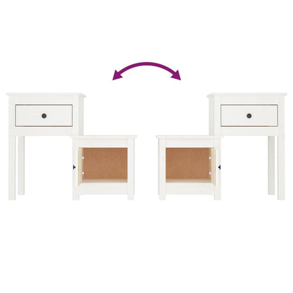 Sängbord Nattduksbord Vit 79,5x38x65,5 cm massiv furu