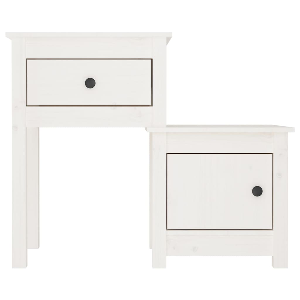 Sängbord 2 st vit 79,5x38x65,5 cm massiv furu