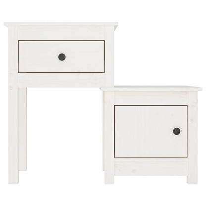 Sängbord 2 st vit 79,5x38x65,5 cm massiv furu