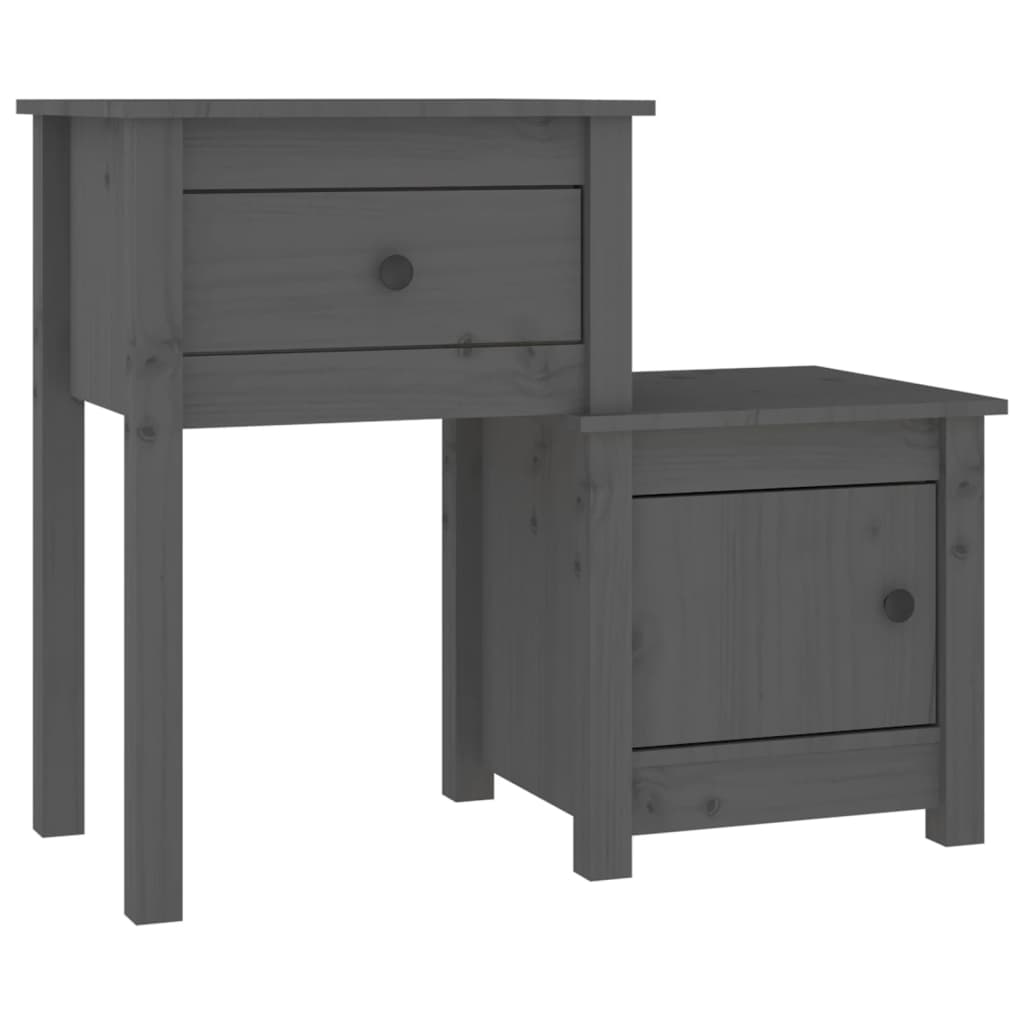 Sängbord Nattduksbord Grå 79,5x38x65,5 cm massiv furu