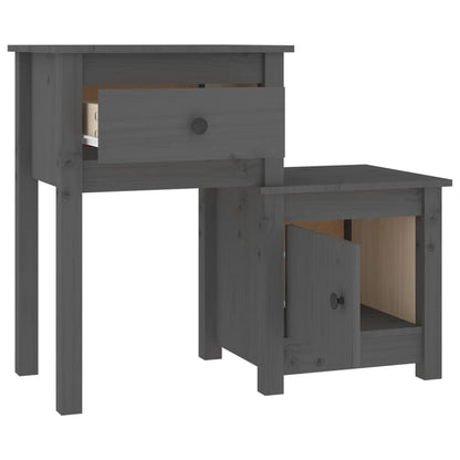 Sängbord Nattduksbord Grå 79,5x38x65,5 cm massiv furu