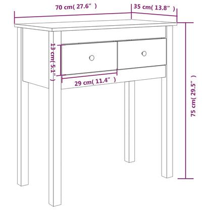 Avlastningsbord Konsollbord Svart 70x35x75 cm massiv furu