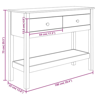 Avlastningsbord Konsollbord Vit 100x35x75 cm massiv furu
