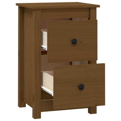 Sängbord 2 st honungsbrun 40x35x61,5 cm massiv furu