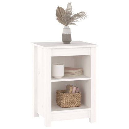 Sängbord 2 st vit 40x35x55 cm massiv furu