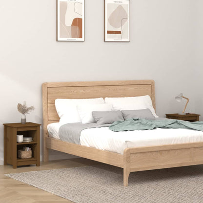 Sängbord 2 st honungsbrun 40x35x55 cm massiv furu