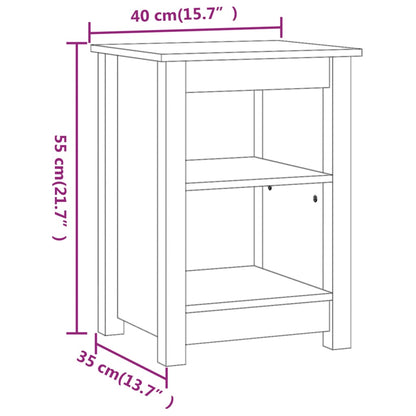Sängbord 2 st honungsbrun 40x35x55 cm massiv furu