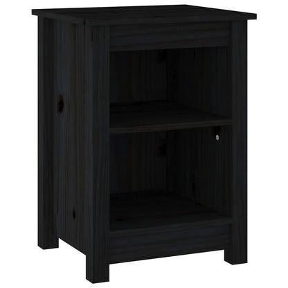 Sängbord 2 st svart 40x35x55 cm massiv furu