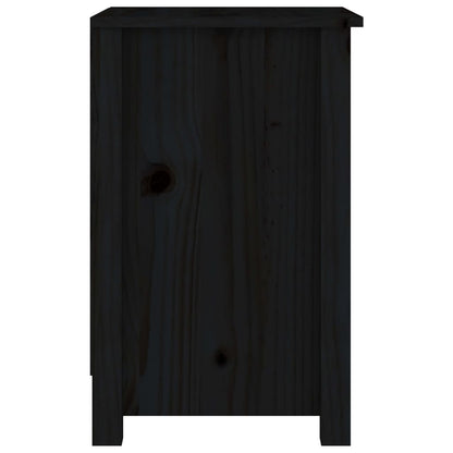 Sängbord 2 st svart 40x35x55 cm massiv furu