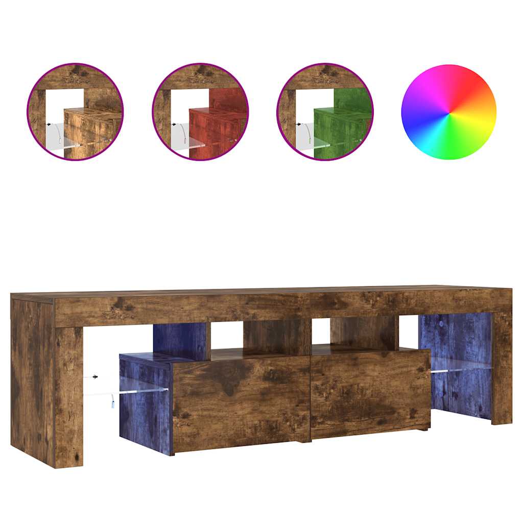 TV-Möbel Rökfärgad Ek TV-Bänk LED rökfägrad Ek 140x36,5x40 cm