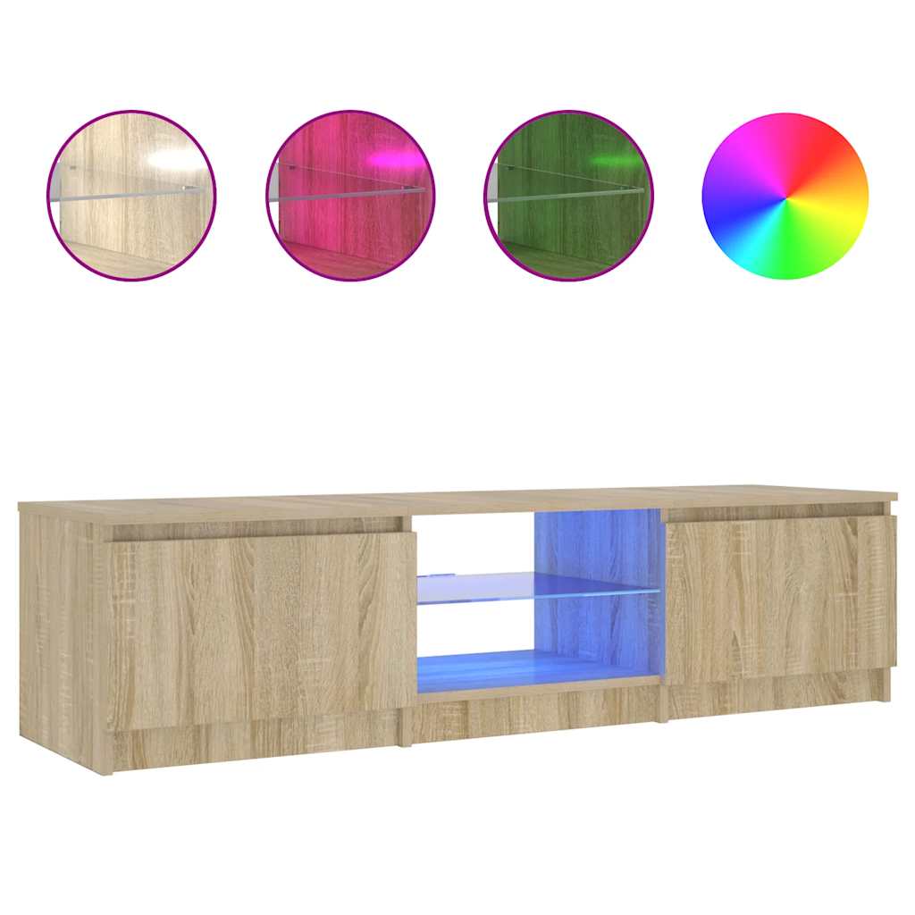 TV-Möbel Rökfärgad Ek TV-Bänk LED 140x40x36 cm