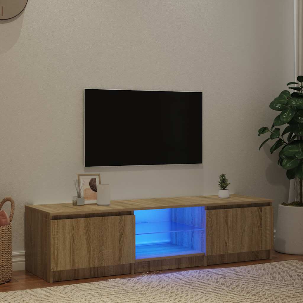 TV-Möbel Rökfärgad Ek TV-Bänk LED 140x40x36 cm
