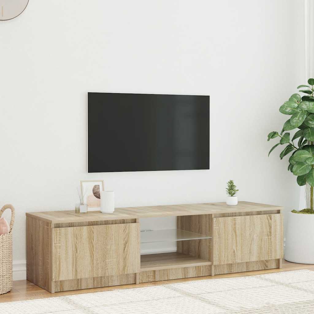TV-Möbel Rökfärgad Ek TV-Bänk LED 140x40x36 cm