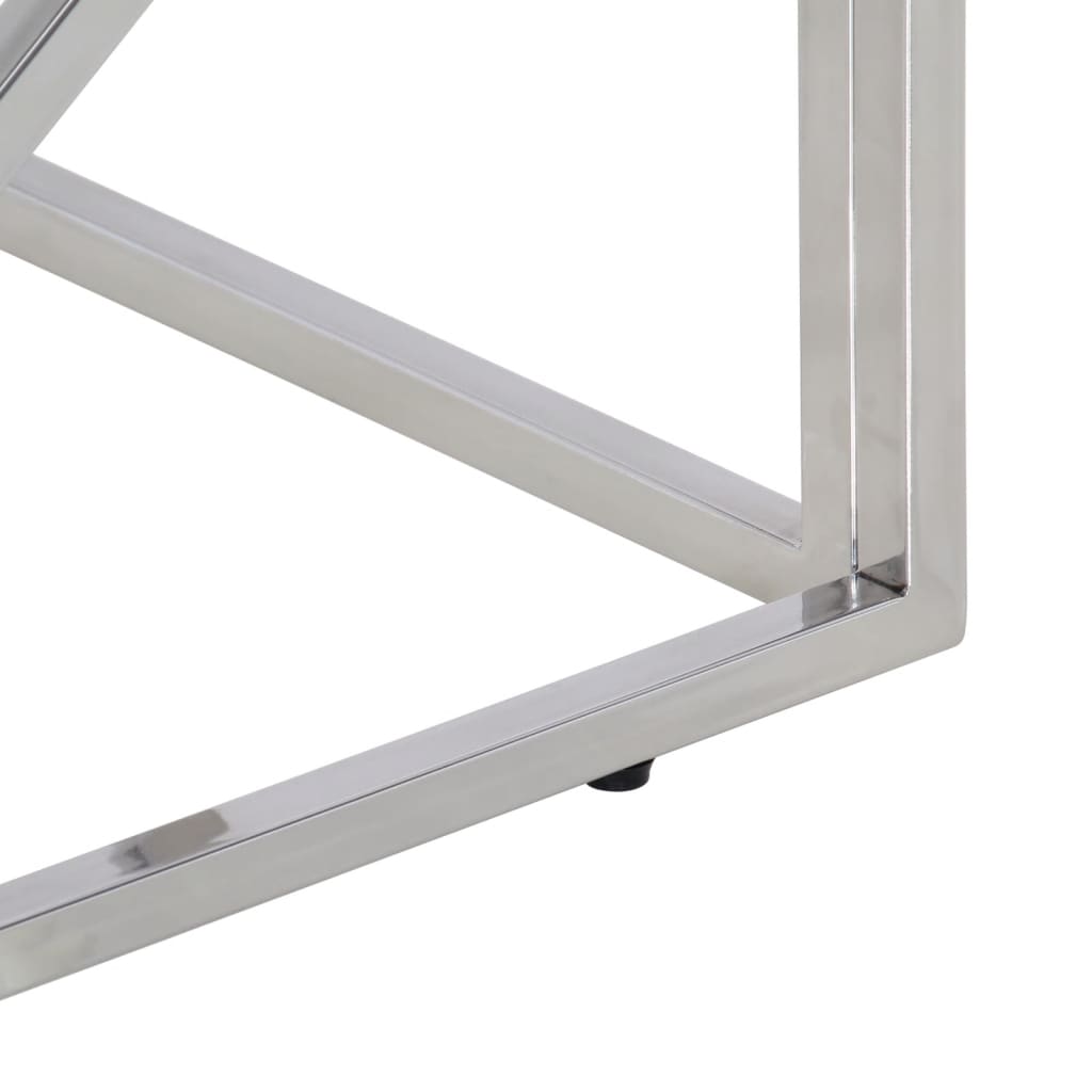 Soffbord DIV. silver rostfritt stål och härdat glas