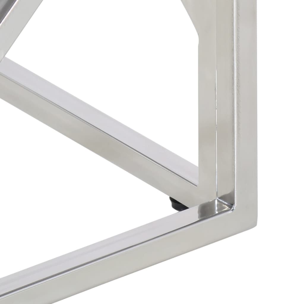 Avlastningsbord Konsollbord DIV. silver rostfritt stål och massivt akaciaträ