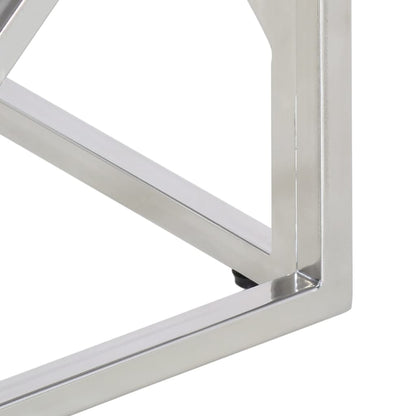 Avlastningsbord Konsollbord DIV. silver rostfritt stål och massivt akaciaträ