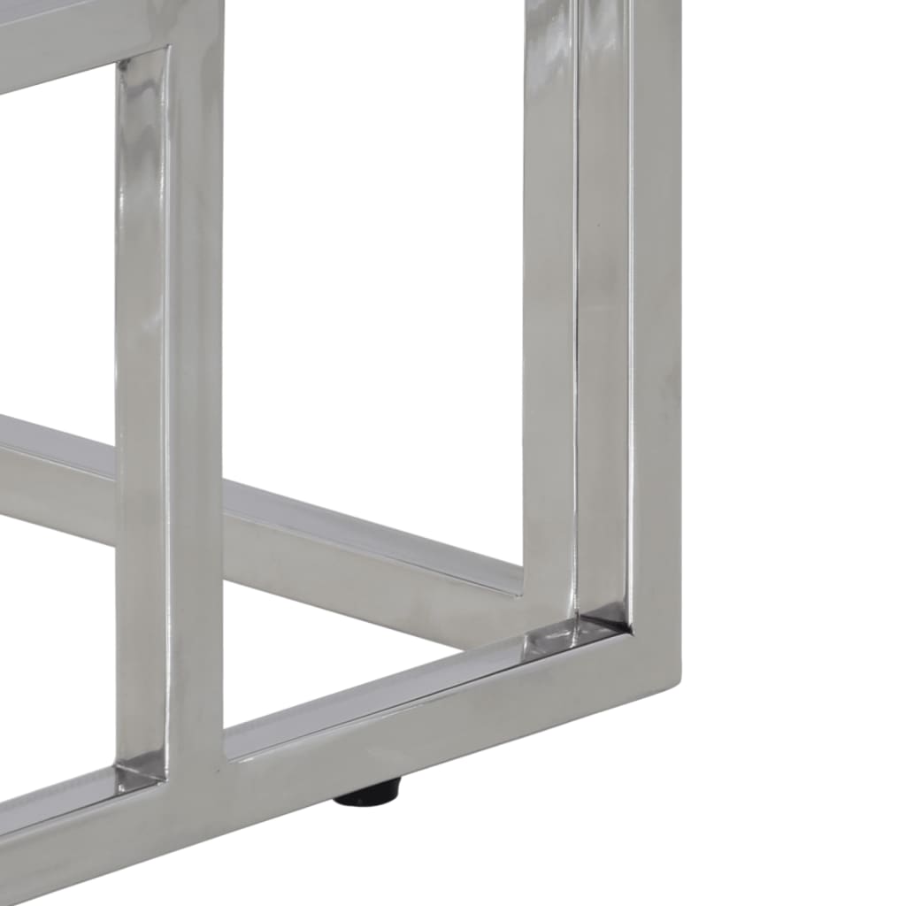 Avlastningsbord Konsollbord DIV. silver rostfritt stål och massivt trä