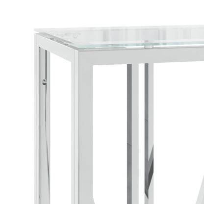 Avlastningsbord Konsollbord DIV. 110x30x70 cm rostfritt stål och glas