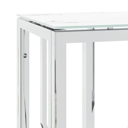 Avlastningsbord Konsollbord DIV. silver 70x30x70 cm rostfritt stål och glas