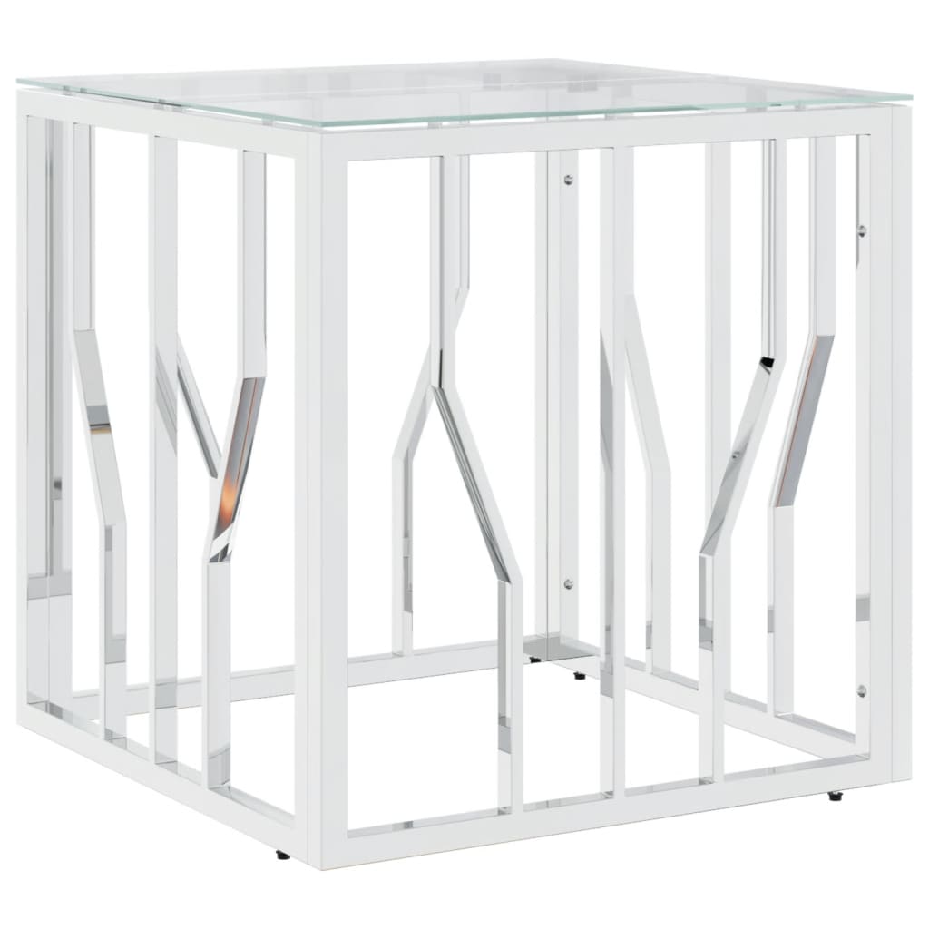 Soffbord DIV. silver 50x50x50 cm rostfritt stål och glas