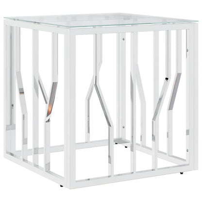 Soffbord DIV. silver 50x50x50 cm rostfritt stål och glas
