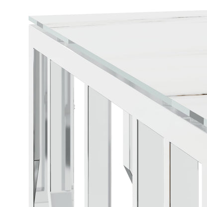 Soffbord DIV. silver 80x80x40 cm rostfritt stål och glas