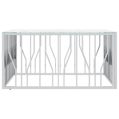 Soffbord DIV. silver 100x100x50 cm rostfritt stål och glas