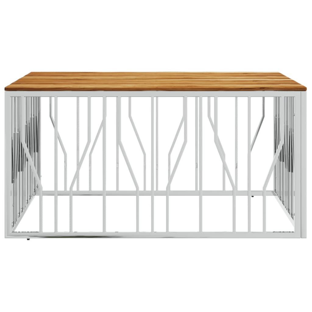 Soffbord DIV. silver rostfritt stål och massivt akaciaträ