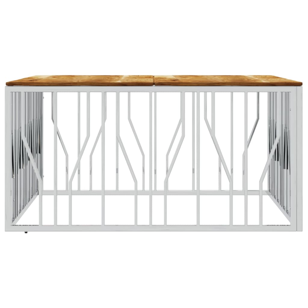 Soffbord DIV. silver rostfritt stål och massivt akaciaträ