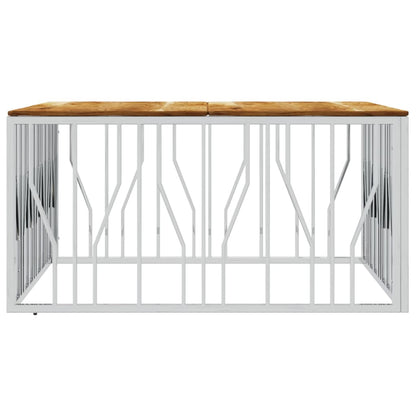 Soffbord DIV. silver rostfritt stål och massivt akaciaträ