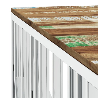 Soffbord silver rostfritt stål och massivt återvunnet trä