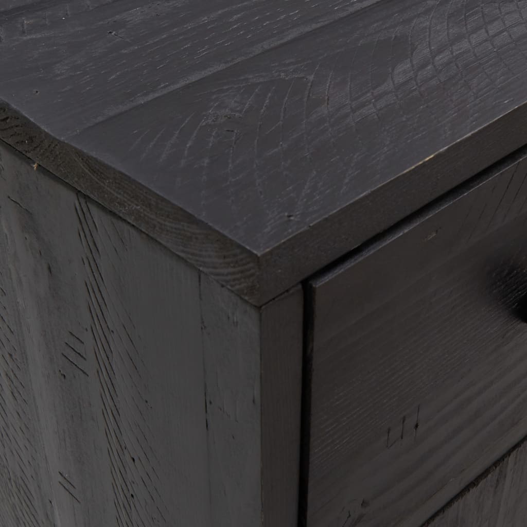 Skänk Svart 110x35x70 cm massiv furu