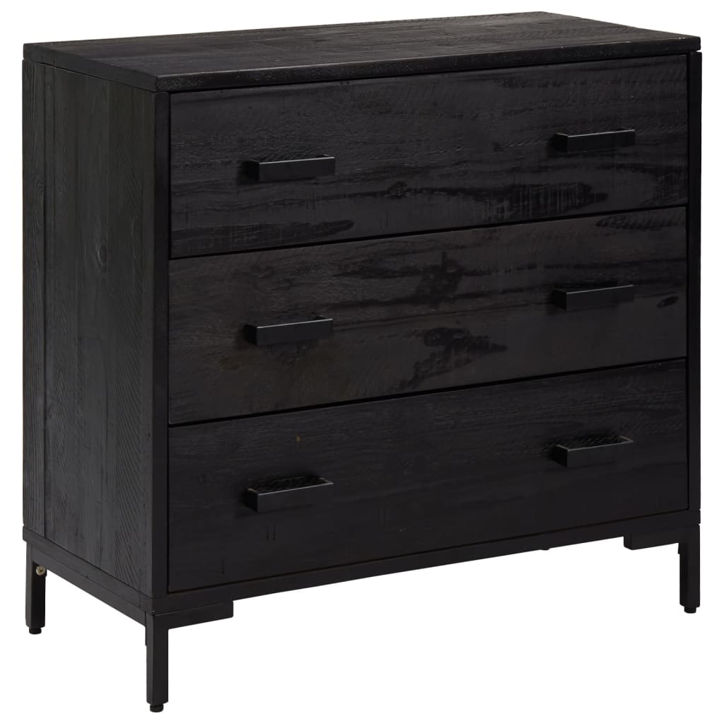 Byrå Svart 75x35x70 cm massiv furu