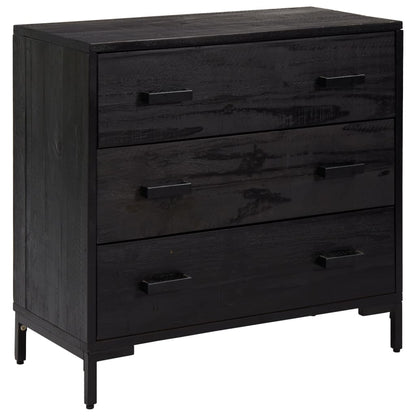 Byrå Svart 75x35x70 cm massiv furu