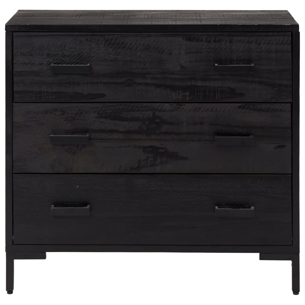 Byrå Svart 75x35x70 cm massiv furu