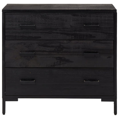 Byrå Svart 75x35x70 cm massiv furu