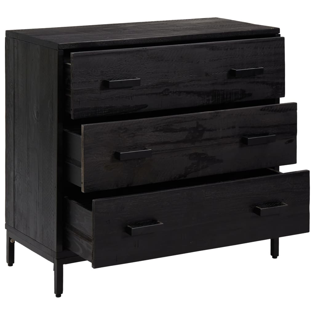 Byrå Svart 75x35x70 cm massiv furu