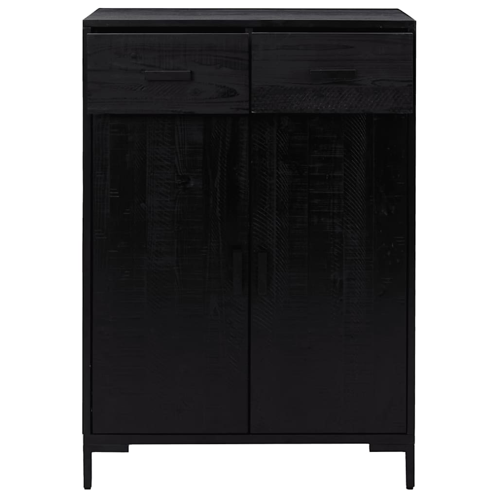 Skoställ Svart Skoskåp 75x40x110 cm massiv furu