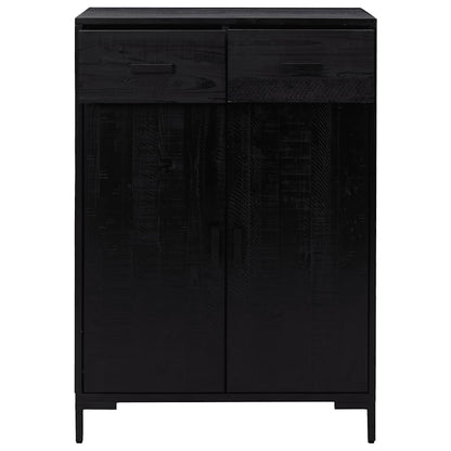 Skoställ Svart Skoskåp 75x40x110 cm massiv furu