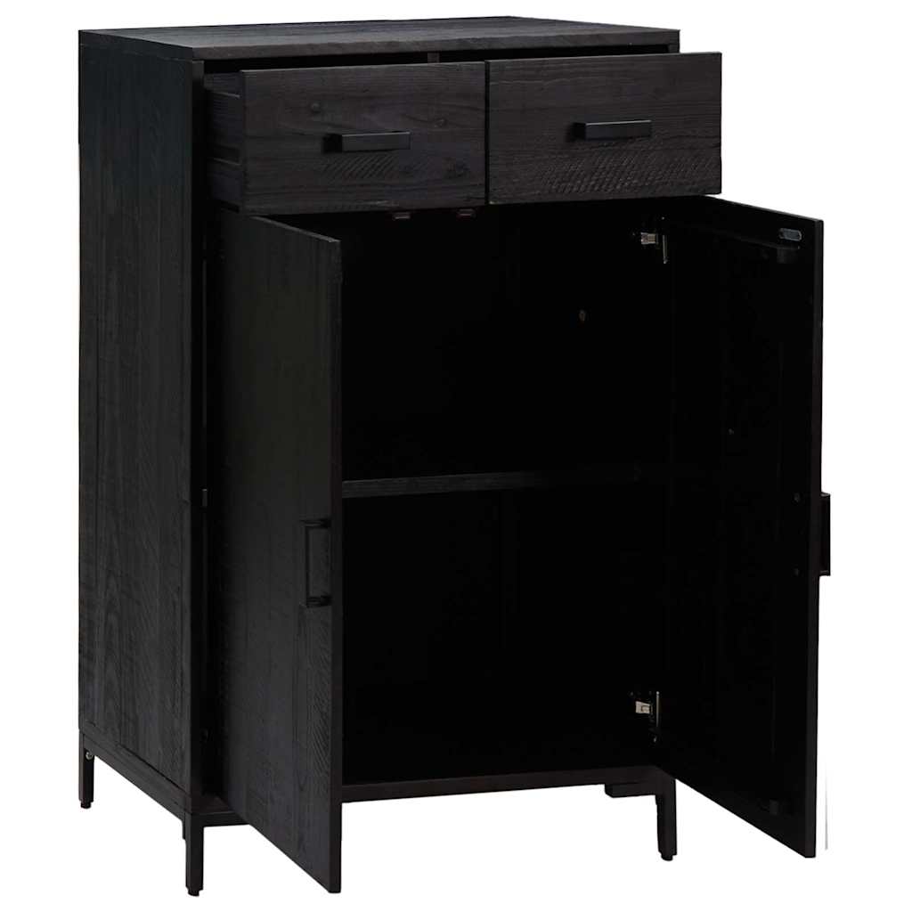 Skoställ Svart Skoskåp 75x40x110 cm massiv furu