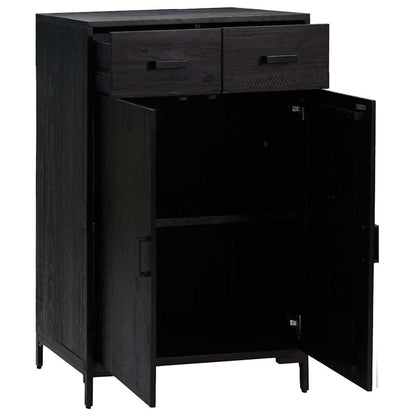 Skoställ Svart Skoskåp 75x40x110 cm massiv furu