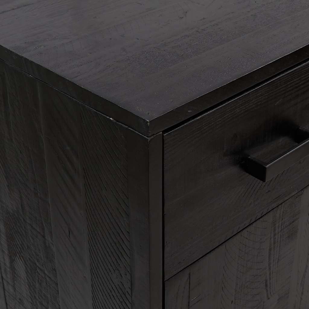 Skoställ Svart Skoskåp 75x40x110 cm massiv furu