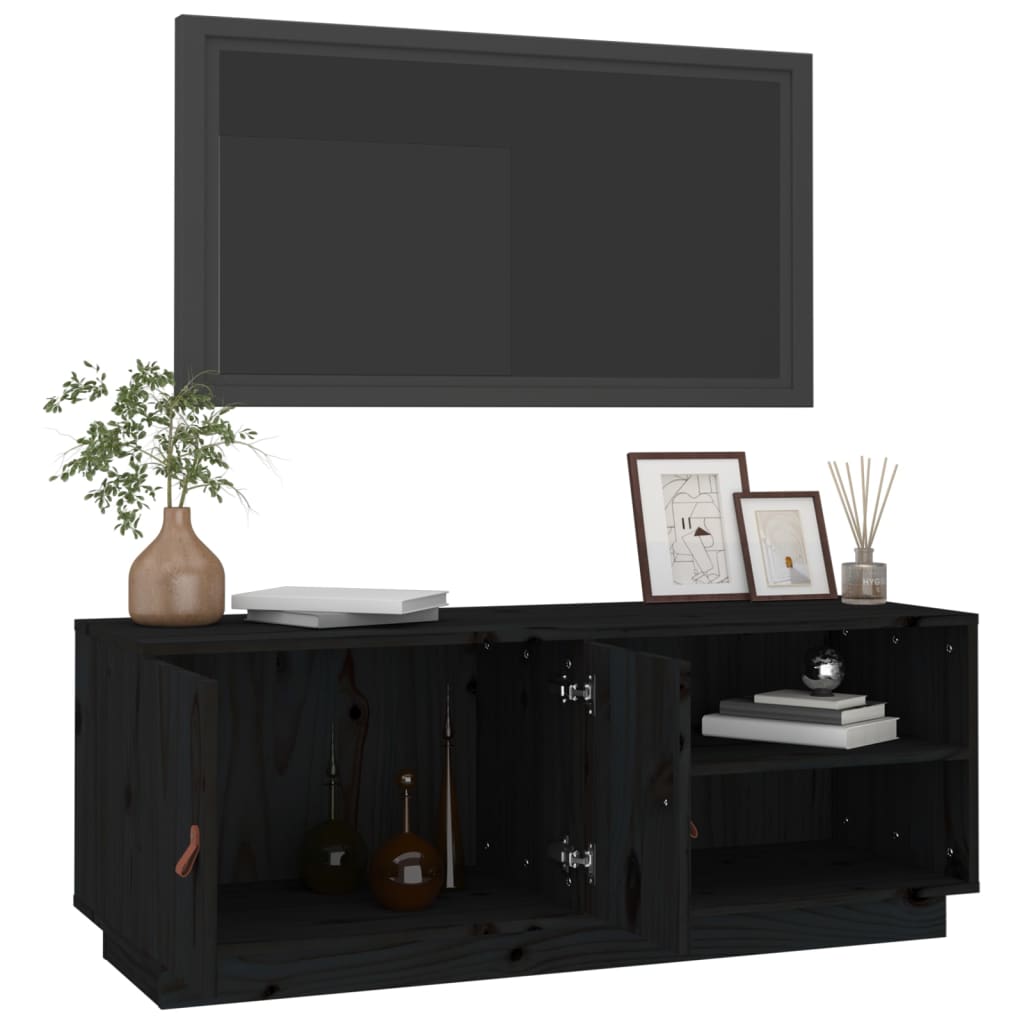 TV-Möbel Svart TV-Bänk 105x34x40 cm massiv furu