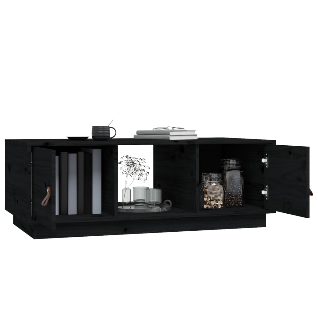 Soffbord Svart 100x50x35 cm massiv furu