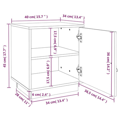 Sängbord 2 st vit 40x34x45 cm massivt furuträ