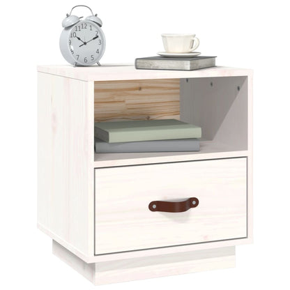 Sängbord 2 st vit 40x34x45 cm massivt furuträ