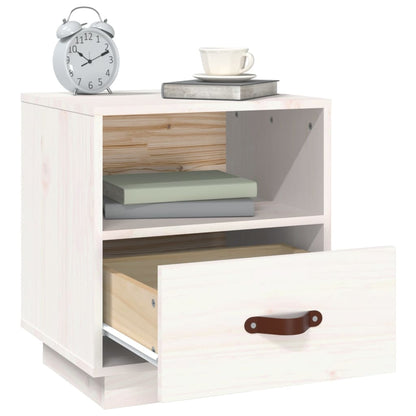Sängbord 2 st vit 40x34x45 cm massivt furuträ