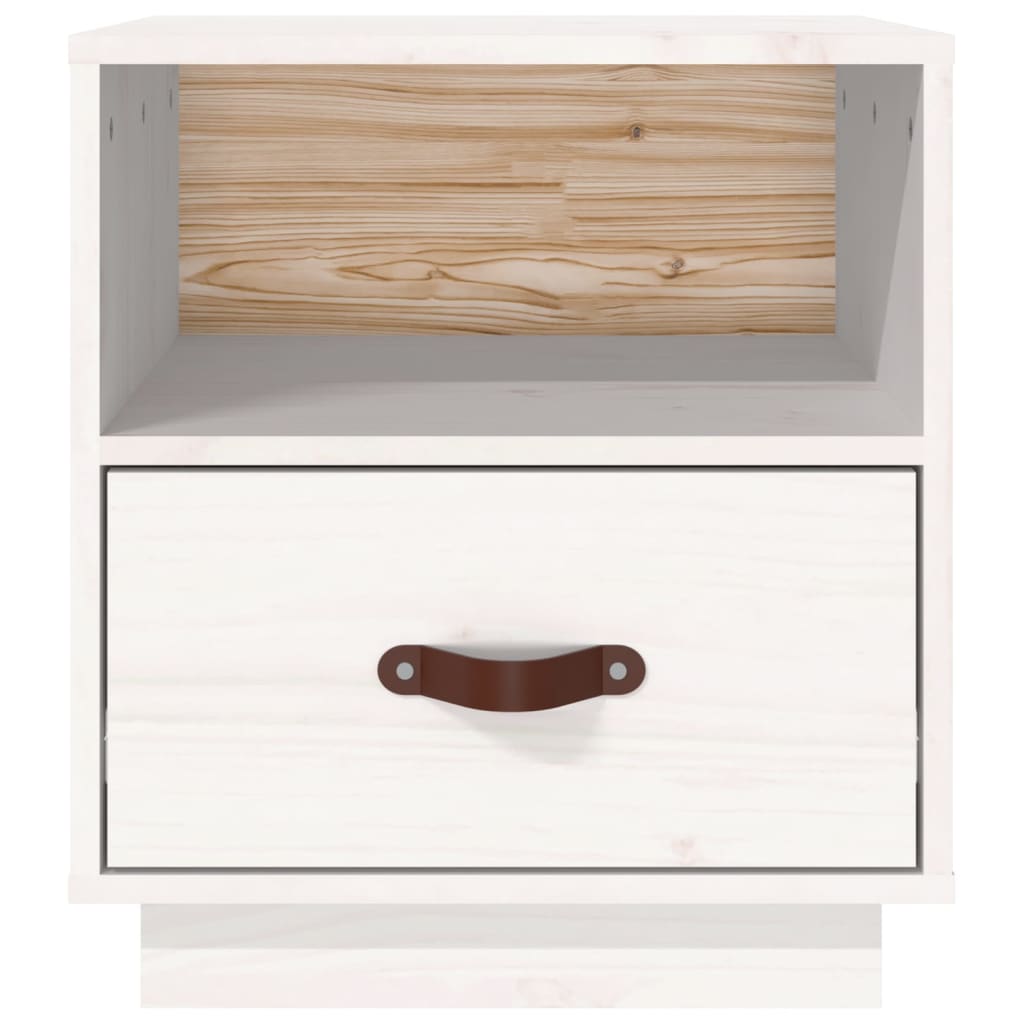 Sängbord 2 st vit 40x34x45 cm massivt furuträ