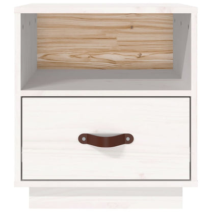 Sängbord 2 st vit 40x34x45 cm massivt furuträ