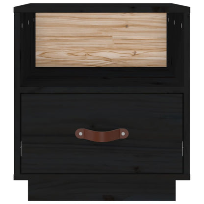 Sängbord 2 st svart 40x34x45 cm massivt furuträ